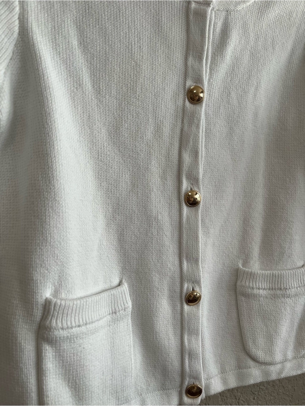 Quince 100% Organic Cotton Lady Jacket Sweater Ivory Medium Gold Buttons - Picture 6 of 12